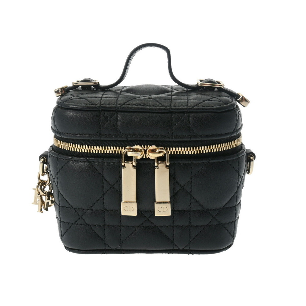 CHRISTIAN DIOR Cannage Lady Vanity Black Lambskin Handbag